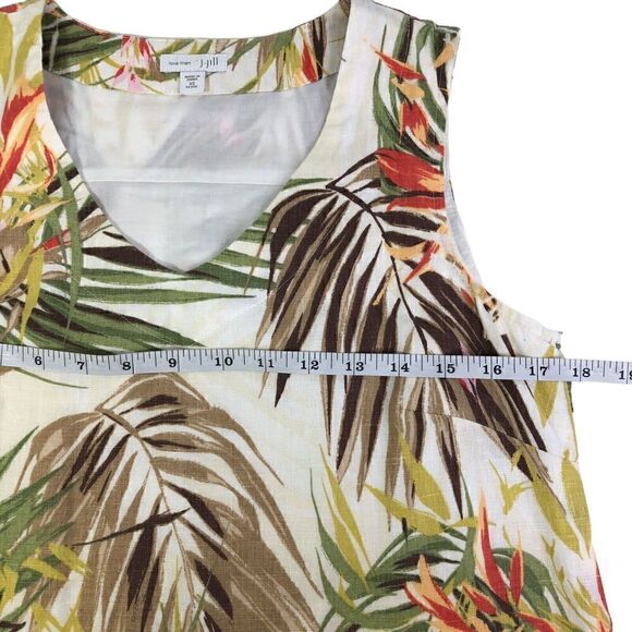 J. Jill Love Linen Pocket dress size XS Palm Frawn Leaves Beach Sleevele… - Picture 9 of 10